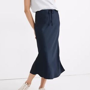 Madewell Midnight Blue Drawstring Midi Slip Skirt